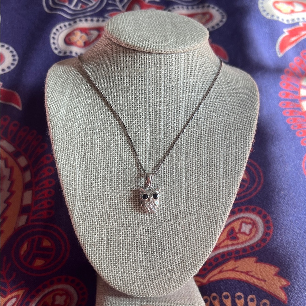 .925 Sterling Silver Tiny Owl Necklace Pendant